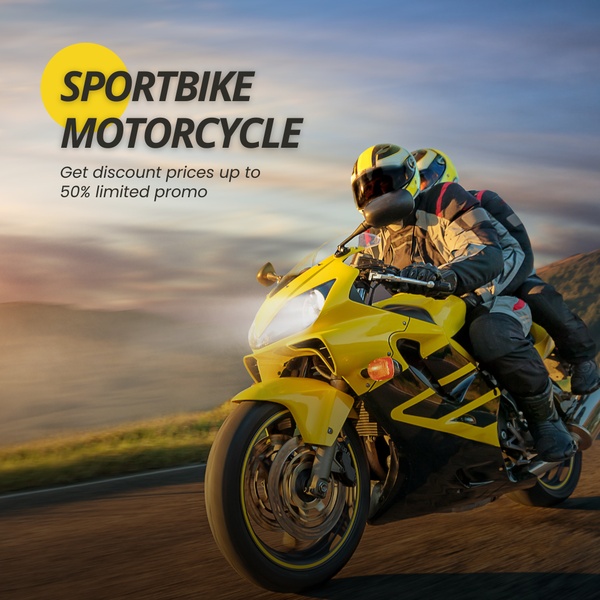 motorcycle, sportbike, motorbike, sport motorcycle, racing bike, limited time deal, sale promotion, outdoor, lifestyle, energetic, bold, yellow, blue